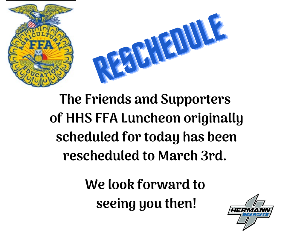 FFA Lunch Rescheduled to March 3rd