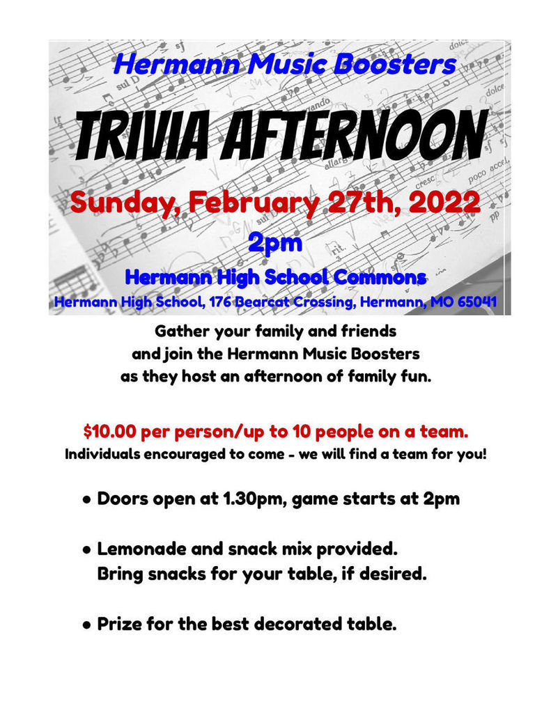 Music Boosters Trivia - Sunday Feb 27 2022
