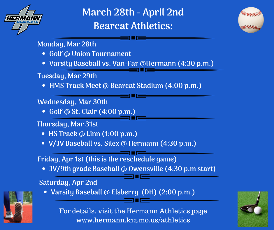 Bearcat Athletics March 28 - April 2  2022