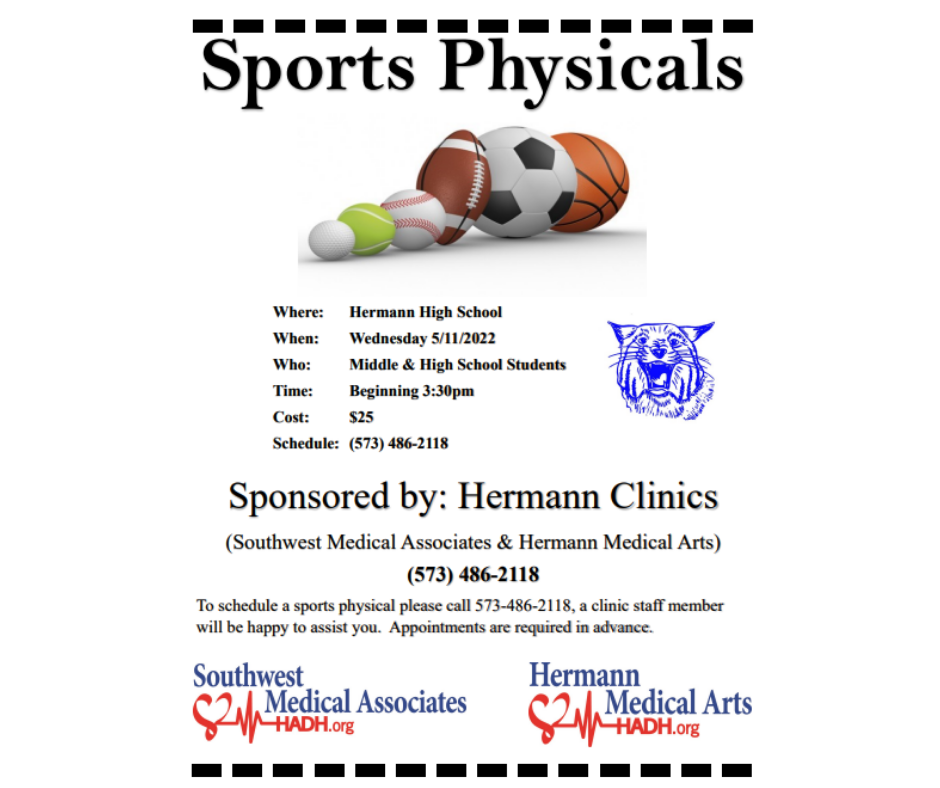 Sports Physicals on May 11th