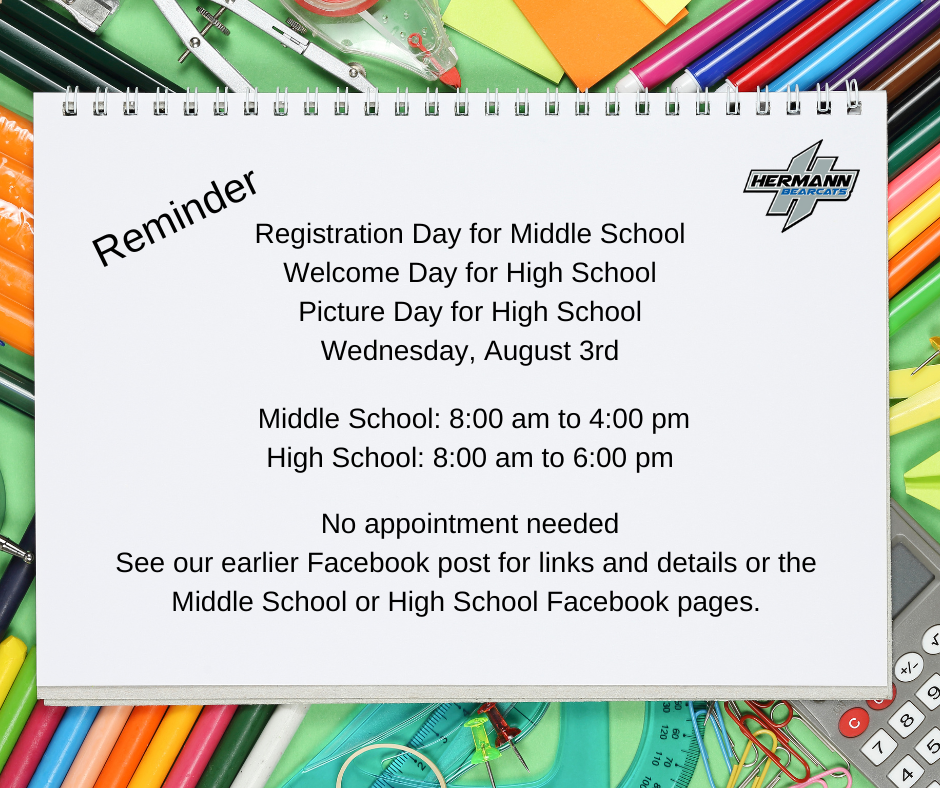 Reminder - Middle and High School events on Aug 3rd