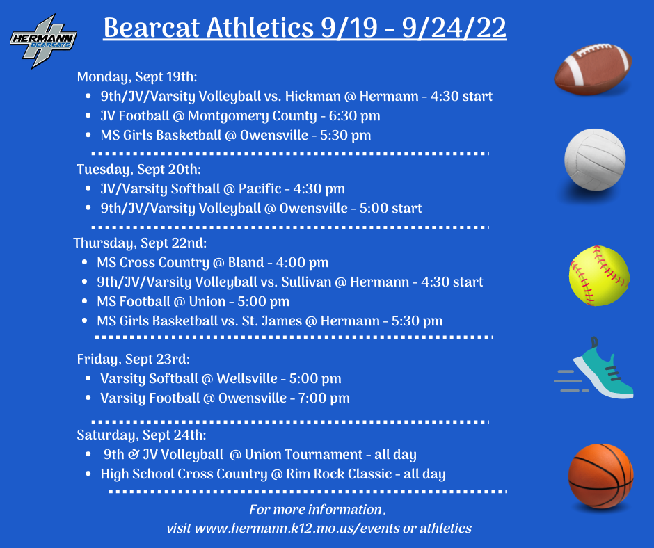 Bearcat Athletics 9-19-22 to 9-24-22