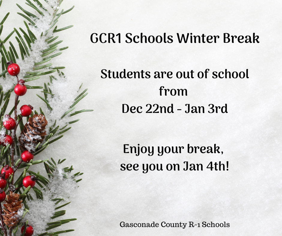 GCR1 Schools Winter Break - 12/22/2022 - 1/3/2023