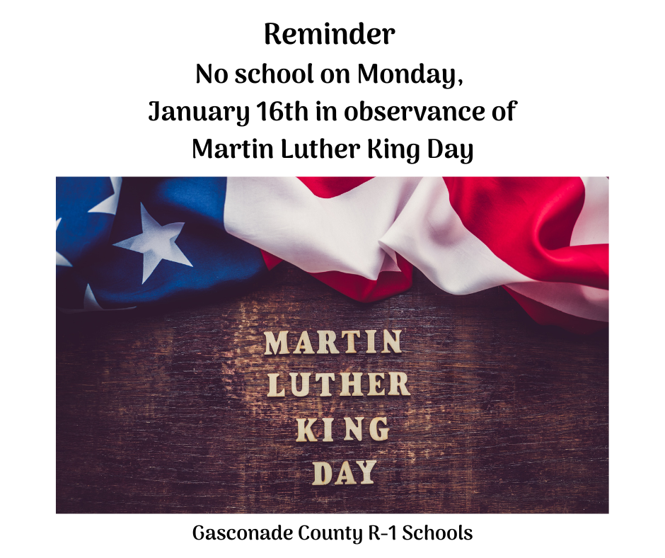 No School Monday, Jan 16, 2023 - MLK Day