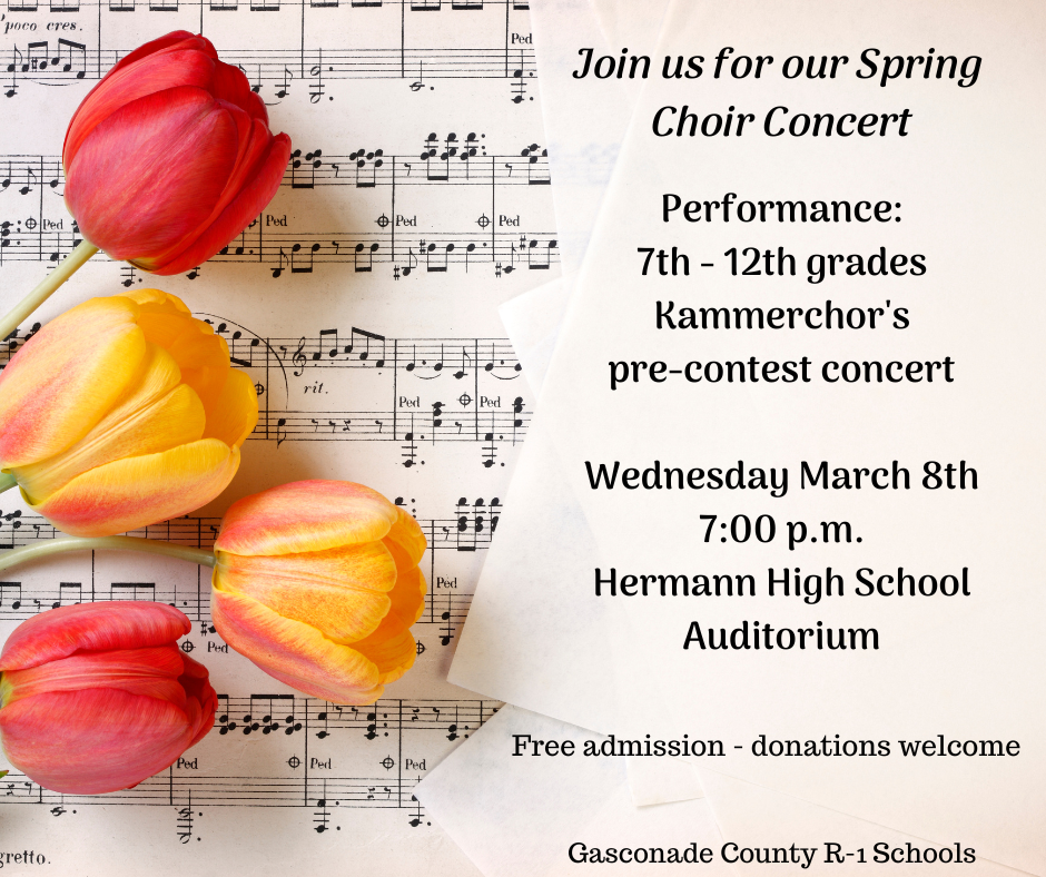 Choir Concert  Wednesday, March 8, 2923