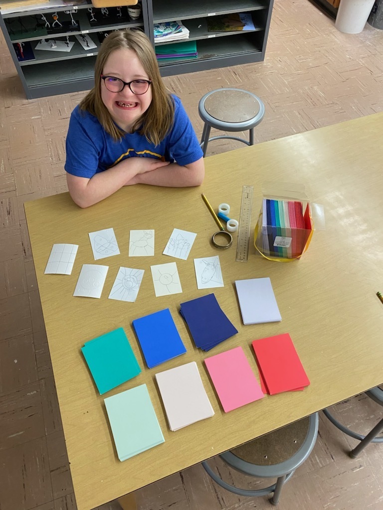 Caroline - making cards for World Down Syndrome Day Card Sales